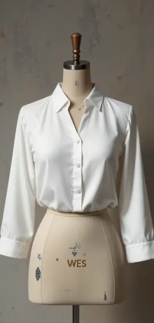 White button-down blouse with a minimalist and elegant design.