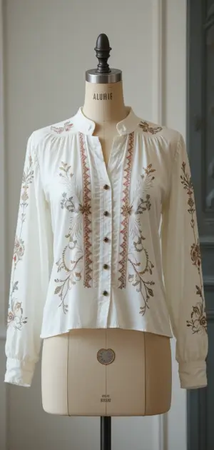 White embroidered mid-range blouses styled for elegance.