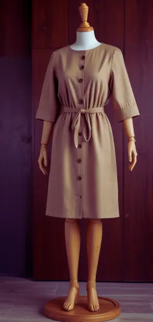 Women’s linen midi dress in neutral tones