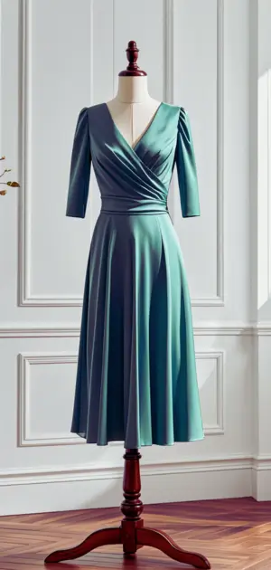 A-line formal dress with a cinched waist and flared skirt