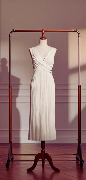 Intricate lace detailing on a white formal gown