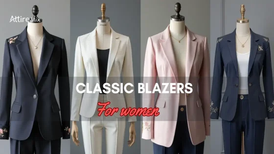Collection of Classic Blazers For Women with embroidered and plain designs