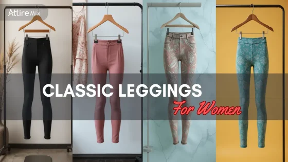 A collection of classic leggings for women in various colors and patterns.