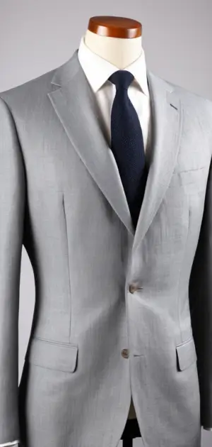 Light grey linen suit on a mannequin
