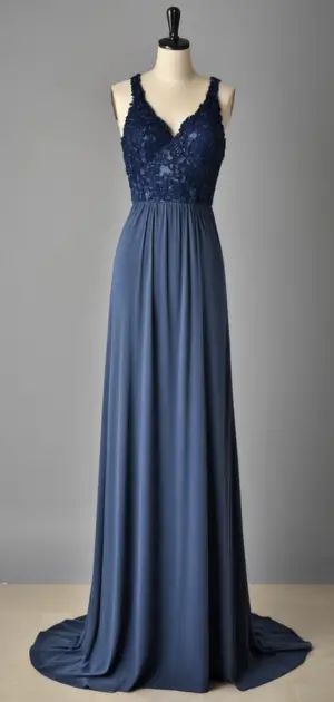 Navy blue lace top maxi dress with flowy skirt