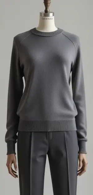Grey knit sweater and pants set on a mannequin