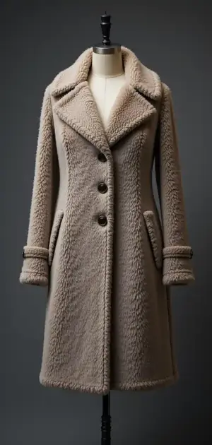 Soft textured fleece coat with large buttons