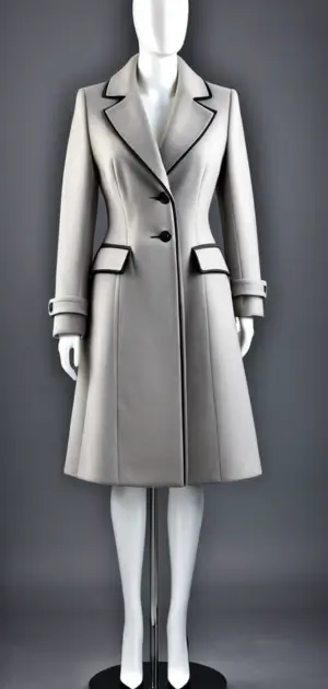 nequin in a belted patterned trench coat