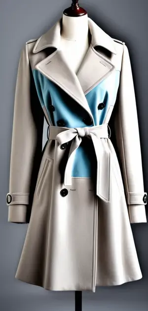 Grey coat with blue lining on display