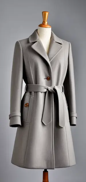 Light grey coat with a simple belt
