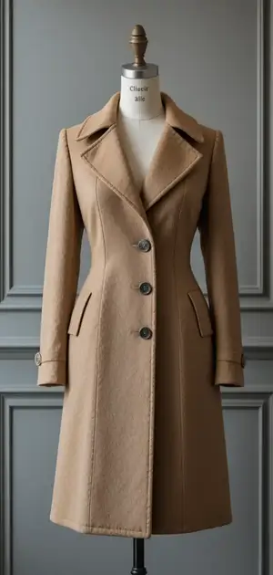 Classic tan buttoned spring coat for women