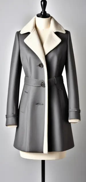 Elegant grey and white panelled coat for women