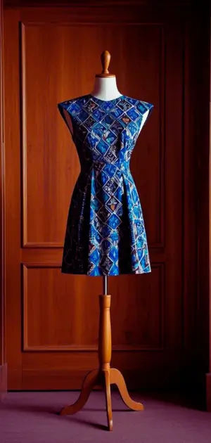 Geometric print summer dress with short sleevesless