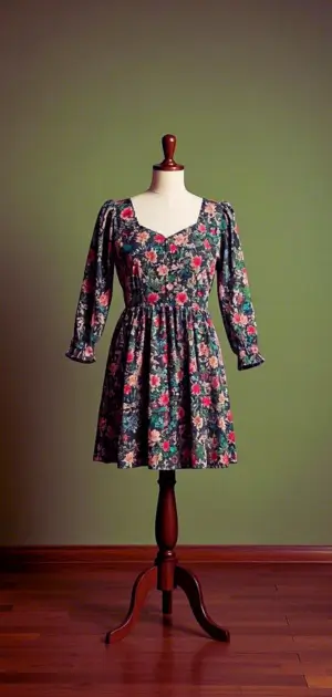 Linen floral dress with flutter sleeves.