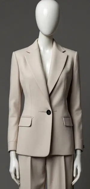 A cream single-button cotton-blend blazer for women