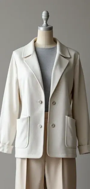 White cotton jacket on mannequin.
