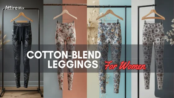 Four cotton-blend leggings for women showcasing colorful floral and ornate designs.