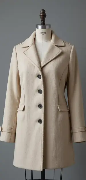 Elegant beige cotton coat with button closure