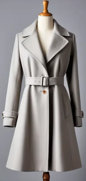 Light gray cotton coat with stylish button and zipper details