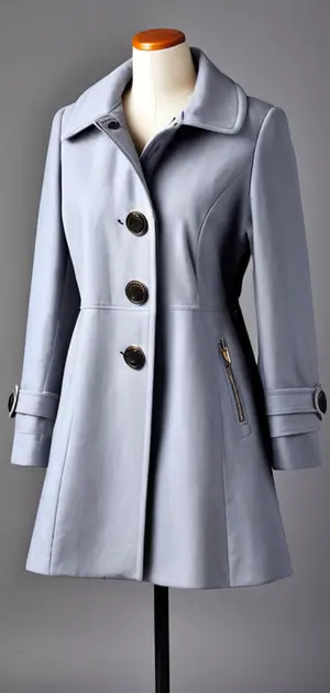 Stylish light gray cotton coat with zipper detail