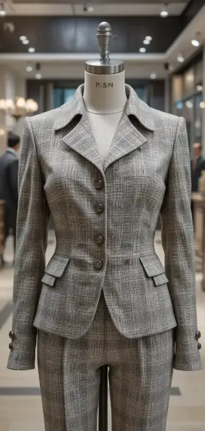 Gray houndstooth jacket with structured fit