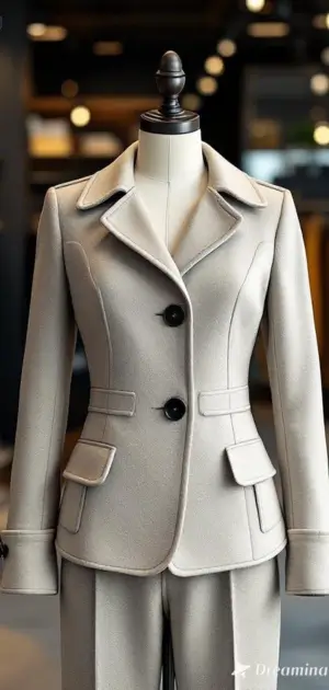 Gray formal jacket with black button detailing