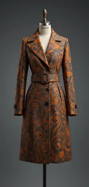 Mannequin in a belted patterned trench coat