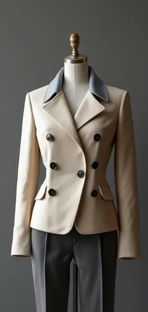 Taupe double-breasted Jacket on a mannequin