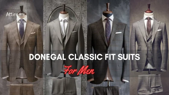Display of four Donegal Classic Fit Suits for men