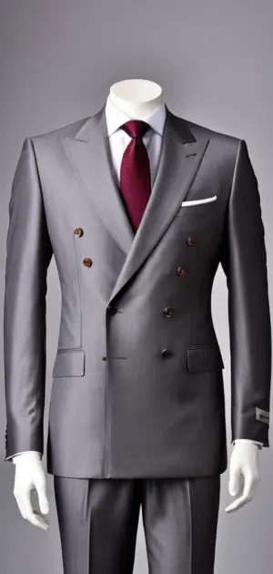Gray double-breasted suit on a mannequin