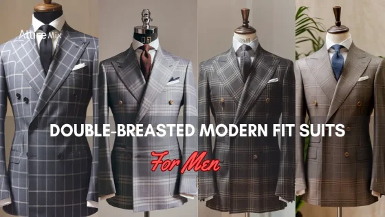 Collection of four stylish Double-Breasted Modern Fit Suits for men