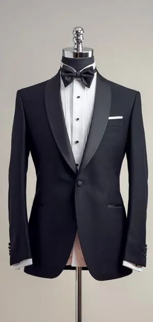 black double-breasted tuxedo