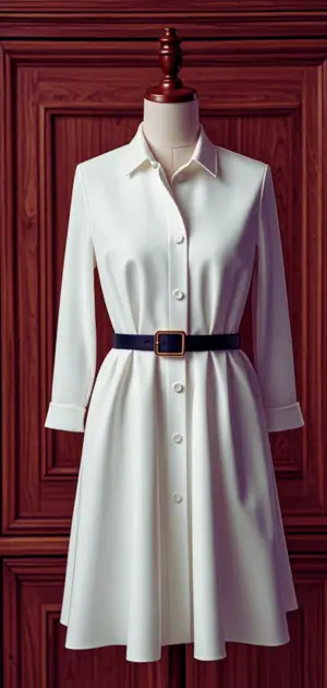 Women’s white shirt dress with belt