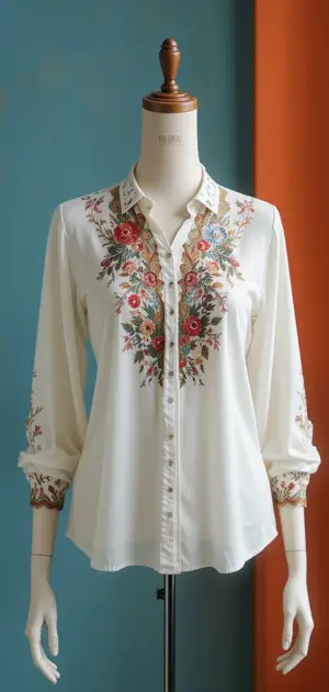 A lineup of stylish fall blouse designs with floral and lace patterns.