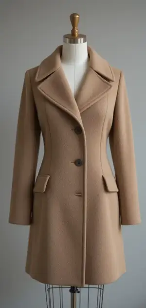 Tan single-button fall coat for women