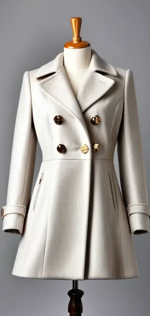 Cream double-breasted coat for women