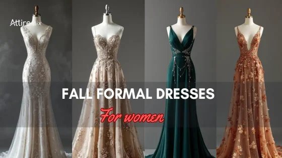 Four elegant Fall Formal Dresses For women on mannequins