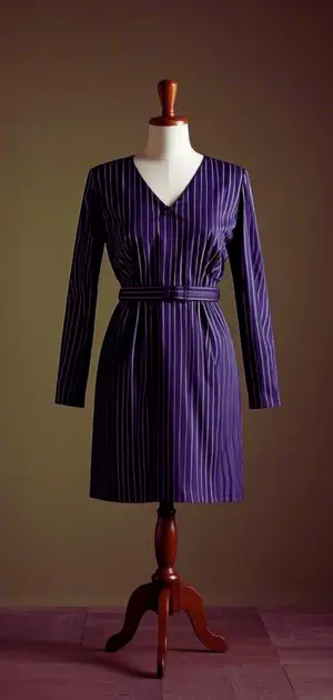 Shirt striped dress with belt and ankle boots.