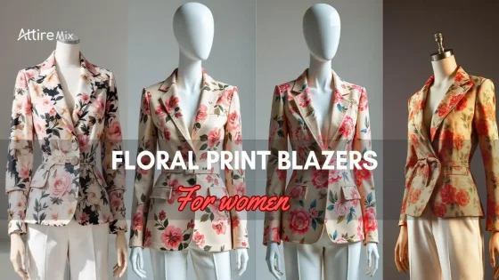 Collection of Floral Print Blazers For Women on mannequins