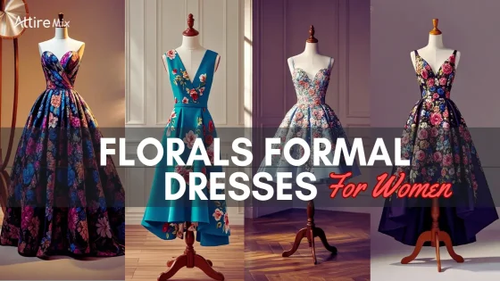 Floral evening gown with pastel embroidery.