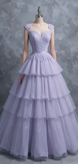 Lavender formal tiered gown