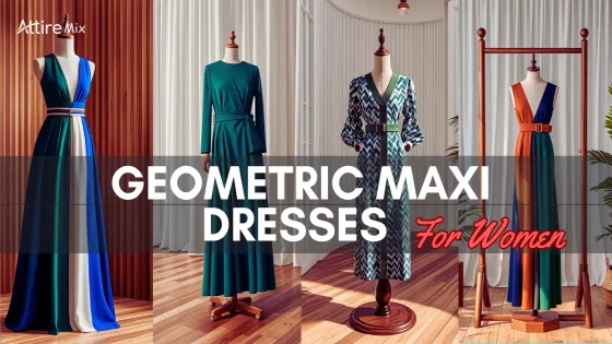 Bold geometric maxi dress with long sleeves for every season