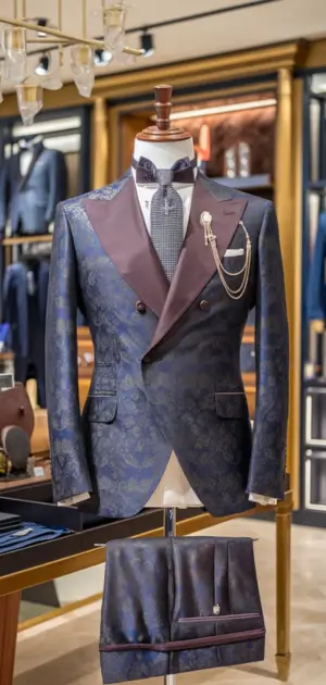 Patterned Glen Check suit with unique accents