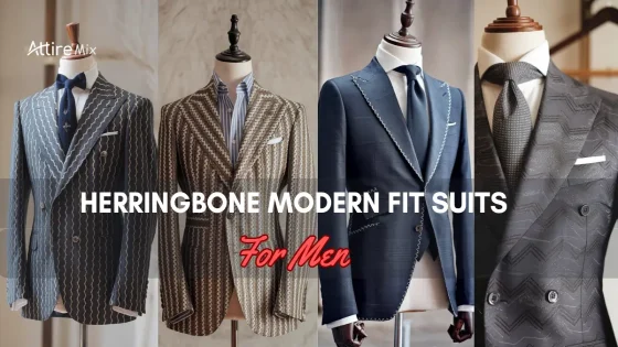 Collection of Herringbone Modern Fit Suits for men
