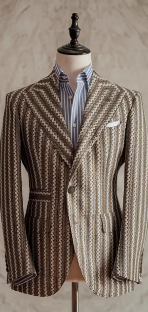 Brown herringbone suit with modern fit