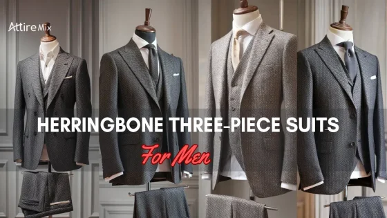 Collection of Herringbone Three-Piece Suits for men