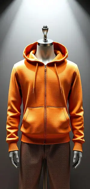 Bright orange luxury zip-up hoodie