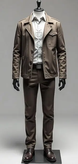 Taupe Calvin Klein jacket with matching trousers