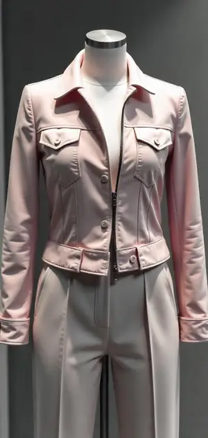 Soft pink tailored jacket on mannequin