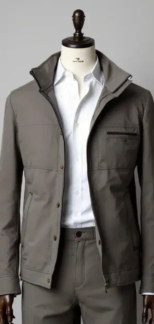 Tan Ralph Lauren jacket with a hoodie layer and multiple pockets